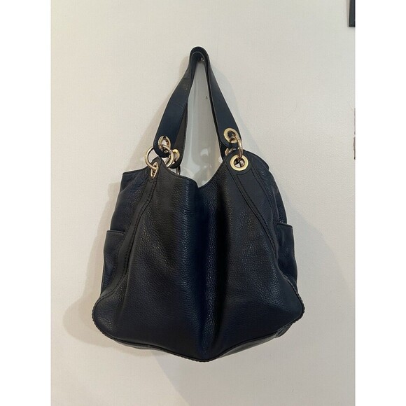 Michael Kors Large Travel Shoulder Tote Leather Bag, Navy Blue - Picture 3 of 6